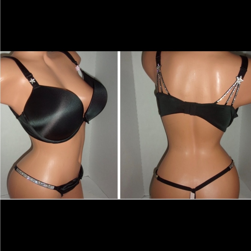 New•38C•Victoria’s Secret Star Struck Bombshell +2 cups Bra & Thong Panty(XL Set